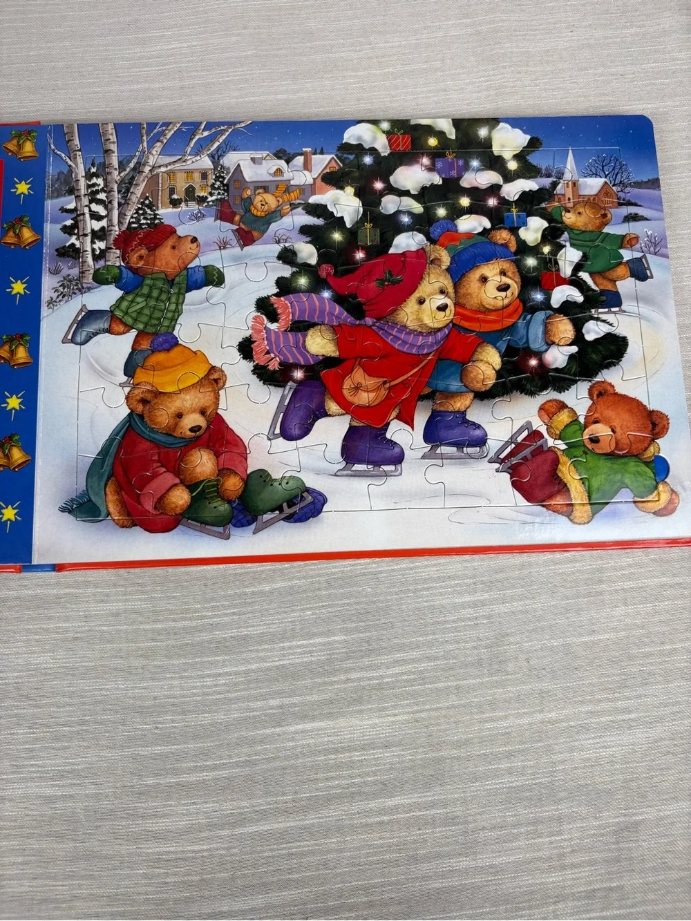 Christmas Jigsaw Book for Kids (Red, Blue) - Festive Bear Puzzle Set